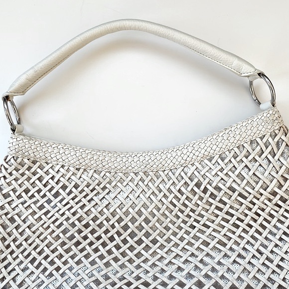 Calvin Klein Woven Leather Hobo Shoulder Bag in White - Picture 6 of 10